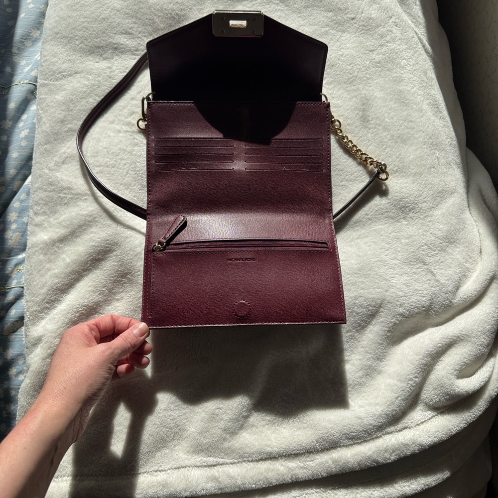 Michael Kors Burgundy Crossbody Bag with Gold Chain - Picture 10 of 12